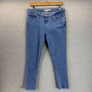 Levi's Womens 711 Skinny Denim Jeans Medium Wash Blue‎ Raw Hem Pockets Size 30